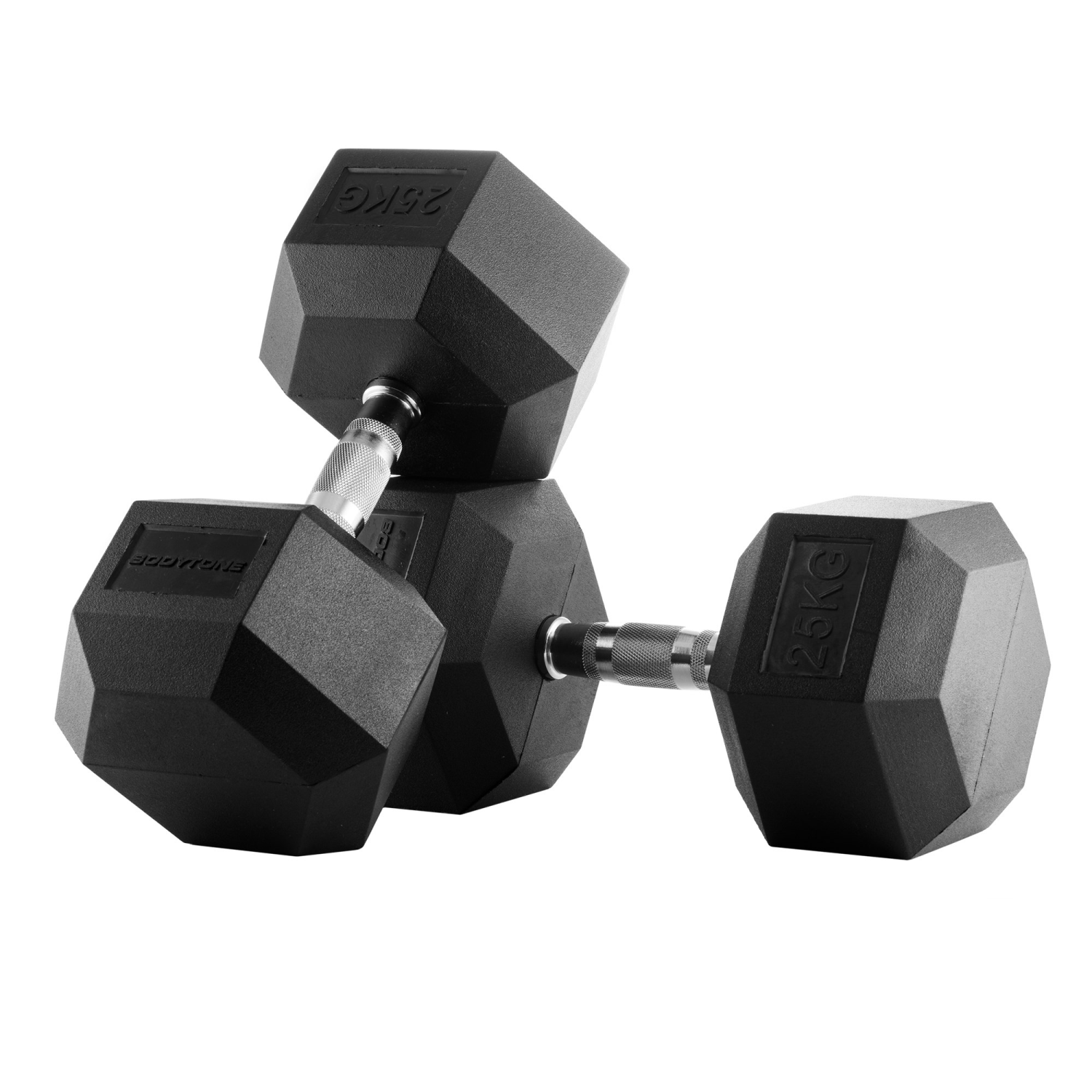 HALTERE CAOUTCHOUC HEXAGONAL 25 KG POUR LA MUSCULATION