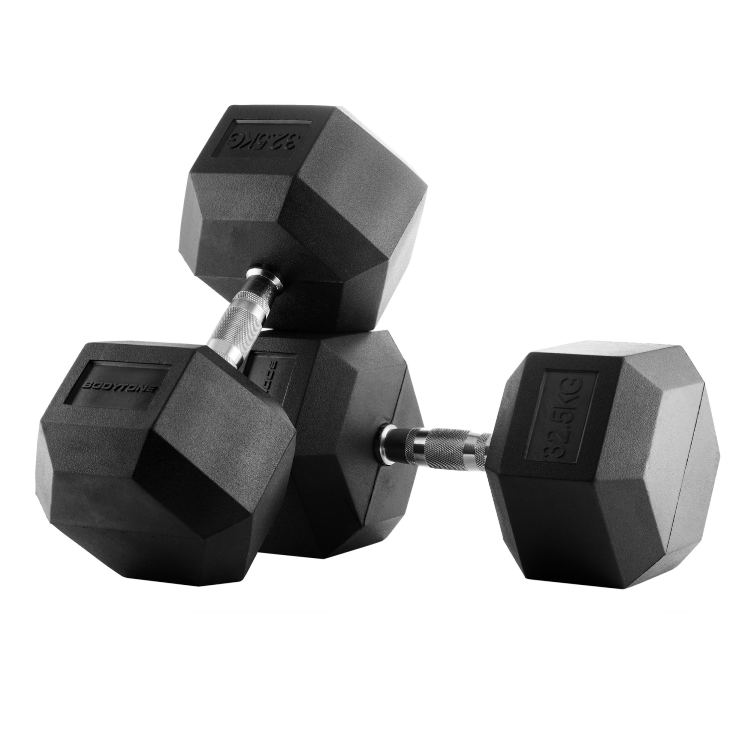 Haltères hexagonales en caoutchouc 32,5 kg - Bodytone