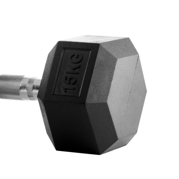 Par Mancuernas 15 Kg Recubiertas En Goma Cromadas Dumbbell