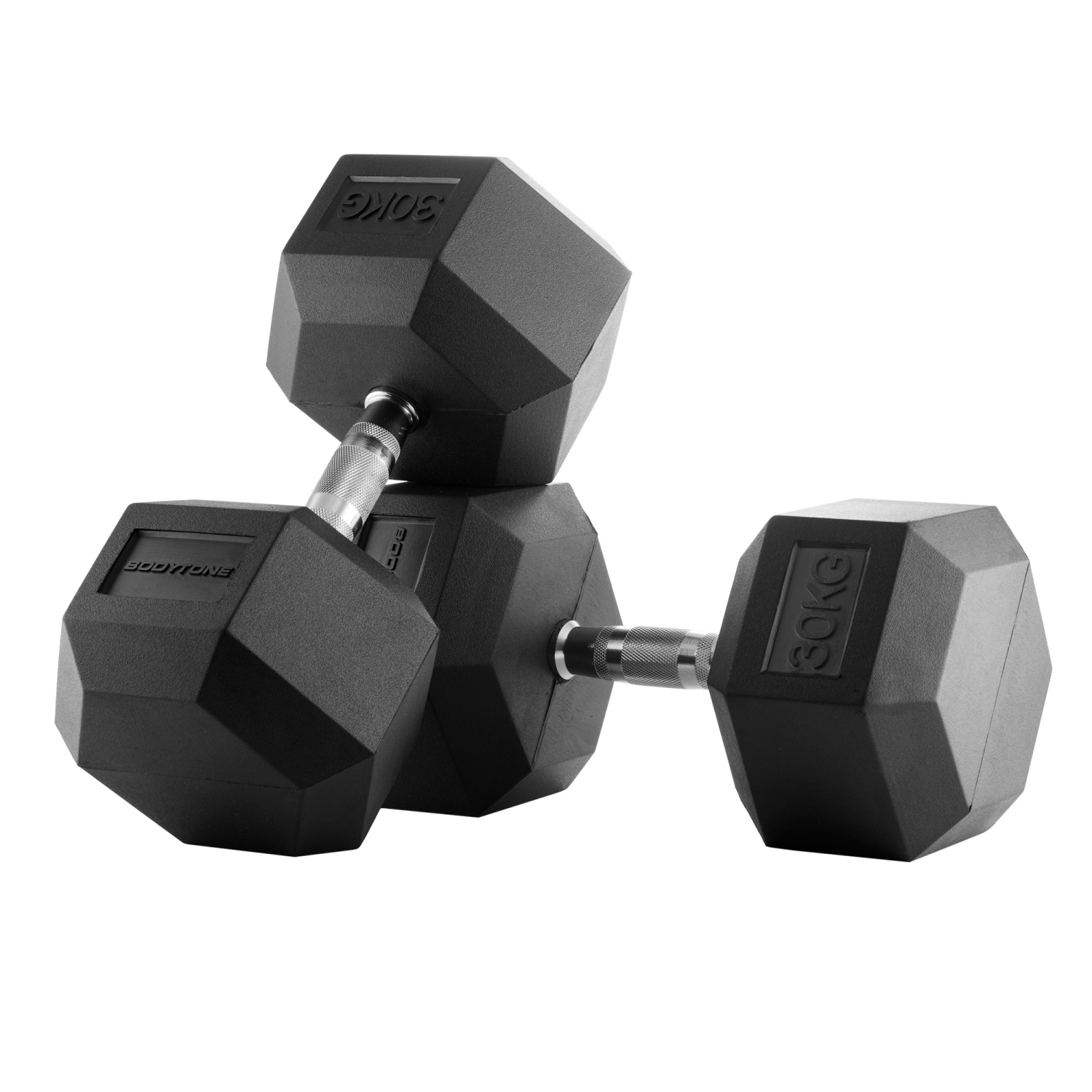 Mancuernas de goma hexagonales 30 kg — Bodytone